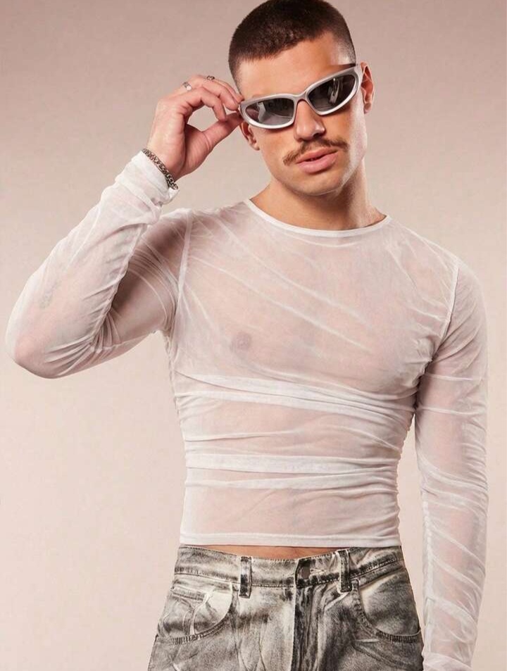 Men's Solid Color Round Neck Slim Fit Casual Daily Wear Sleeve T-Shirt